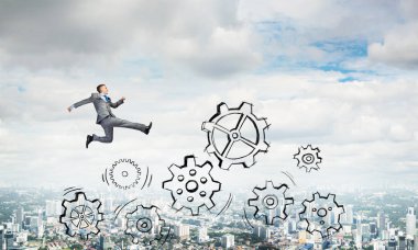 Yüksek atlama işadamı 