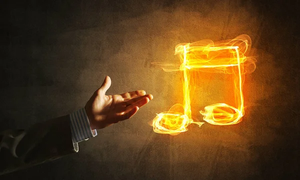 Music fire burning icon — Stock Photo, Image