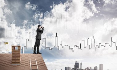 Genç işadamı görüntüleme cityscape