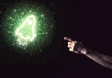 Adam palm sunan roket simgesi  