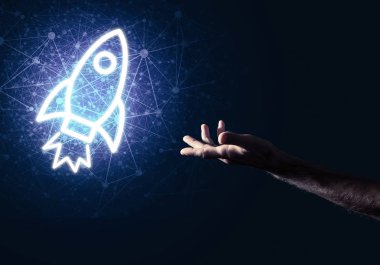 Adam palm sunan roket simgesi  