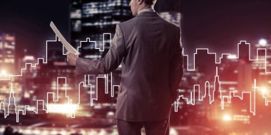 işadamı modern cityscape karşı