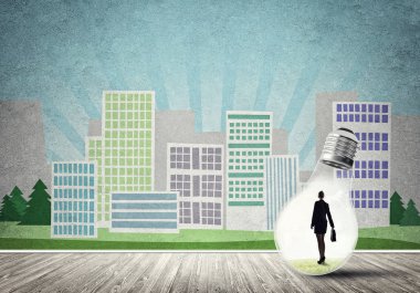 Ampulde sıkışan iş kadını