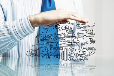 İşadamı el fikir korumak