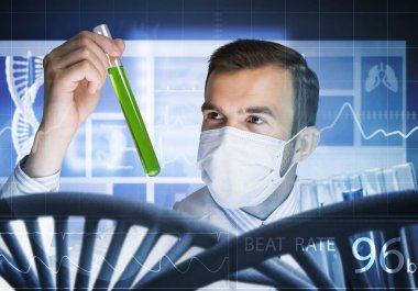 Yakışıklı bilim adamı araştırma yapma