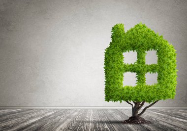 Ev yeşil ağaç şeklinde