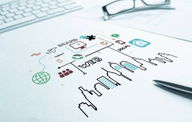 çalışma alanı ile klavye ve çizimler