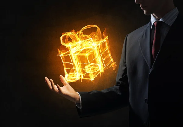 Fire gift box — Stock Photo, Image