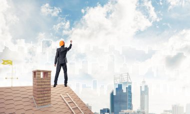 Mühendis adam çizim şehir