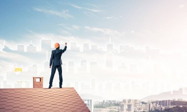 Mühendis adam çizim şehir