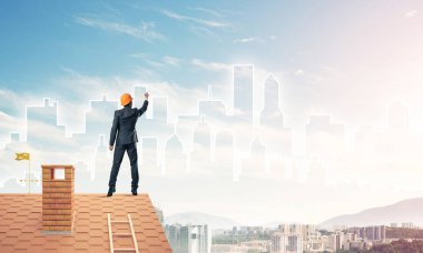 Mühendis adam çizim şehir