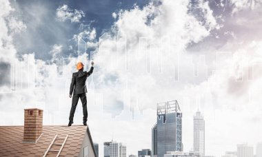 Mühendis adam çizim şehir