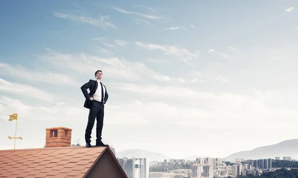 Señor jefe en el techo de ladrillo — Foto de Stock