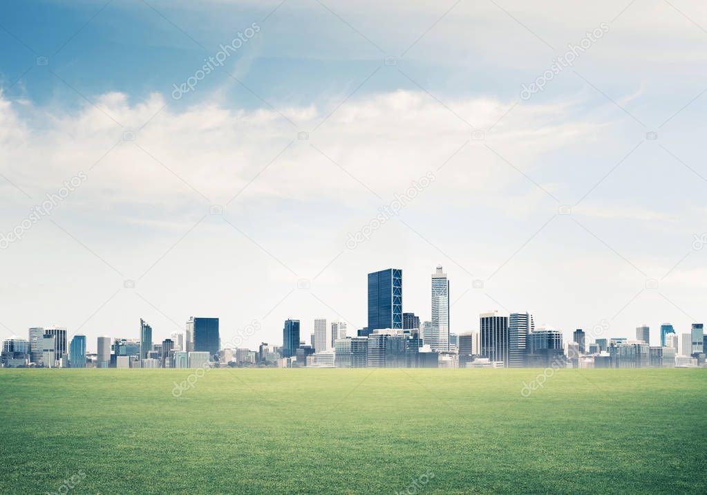 Background image with modern cityscape 