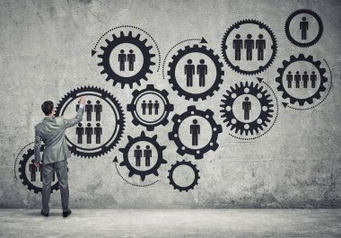 İşadamı çizim ekip çalışması kavramı