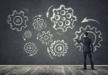 İşadamı çizim ekip çalışması kavramı