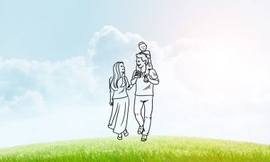 Elle çizilmiş mutlu aile