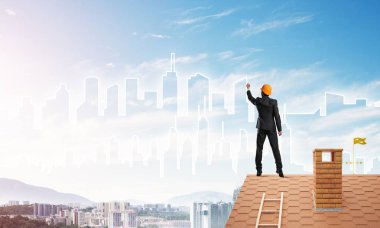 Mühendis adam çizim şehir