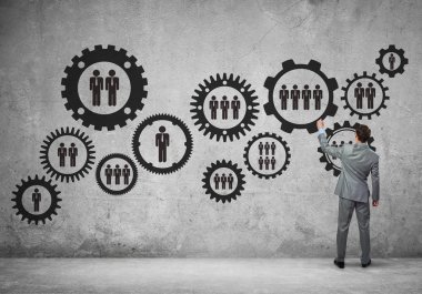 İşadamı çizim ekip çalışması kavramı