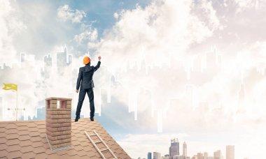 Mühendis adam çizim şehir