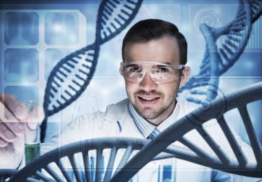 Yakışıklı bilim adamı araştırma yapma