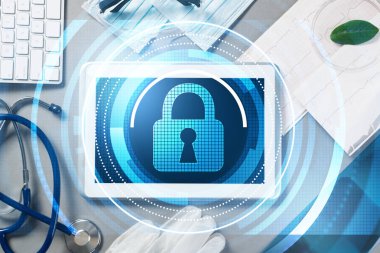 Doktor çalışma alanı ile tablet pc