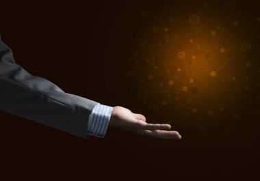 Koyu arkaplanda dijital bağlantıyı kavra