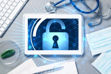 Doktor çalışma alanı ile tablet pc