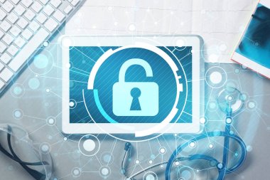 Doktor çalışma alanı ile tablet pc