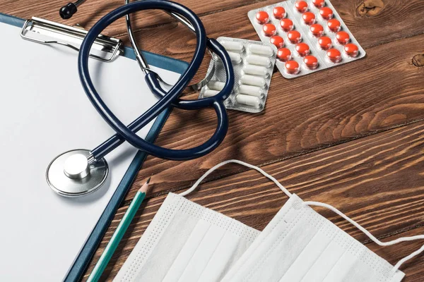 Doctors wooden table