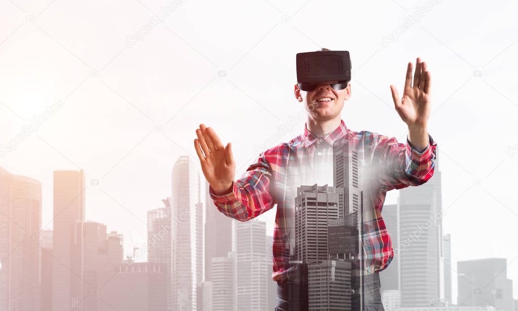 man with virtual reality headset 