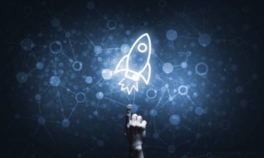 koyu arka plan üzerinde hafif roket