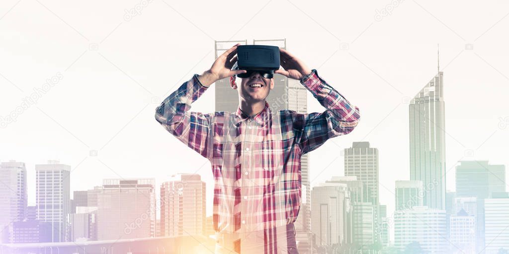 man with virtual reality headset 