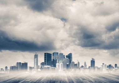 Arka plan görüntüsü ile modern cityscape