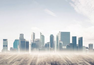 Arka plan görüntüsü ile modern cityscape