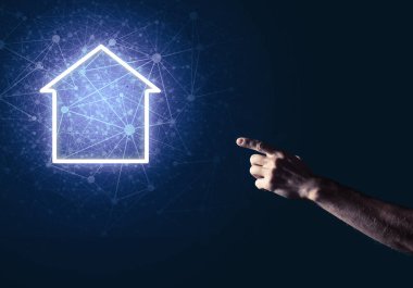 parlayan ev simgesini dokunmadan adam