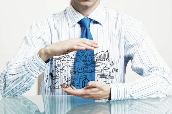 Empresário demonstra seu plano de negócios — Fotografia de Stock