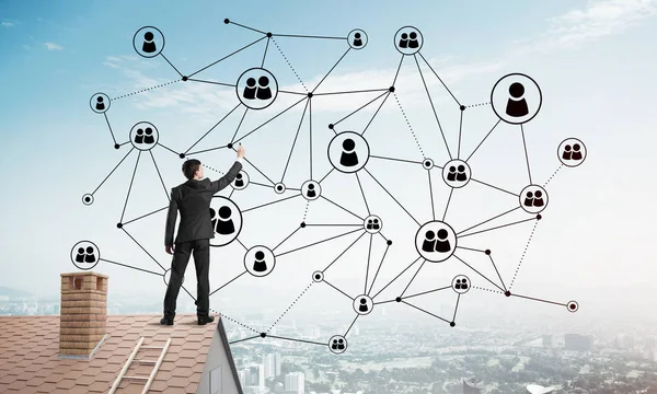 Apresentando o conceito de rede e conexão — Fotografia de Stock