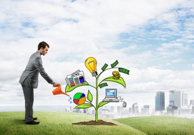 yatırım sunan iş adamı 