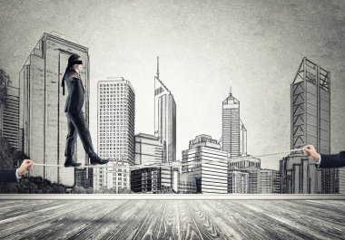 İşadamı blindfolder gözleri ile 