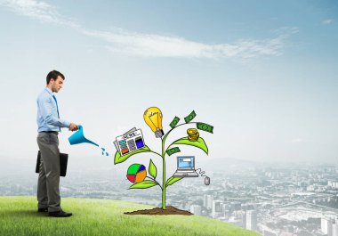 yatırım sunan iş adamı 