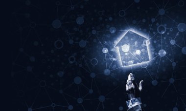 parlayan ev simgesini dokunmadan adam