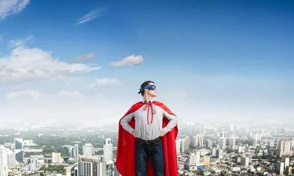 Super hero businessman in mask — Stock Photo, Image