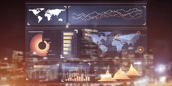 Painel virtual com gráficos e diagramas — Fotografia de Stock