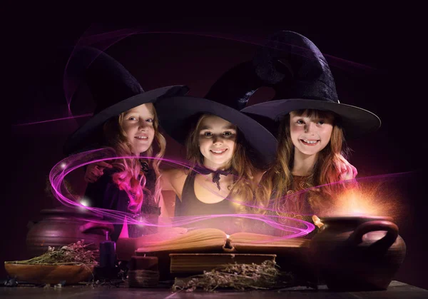 Three little witches Stock Image