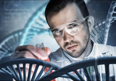 Yakışıklı bilim adamı araştırma yapma 