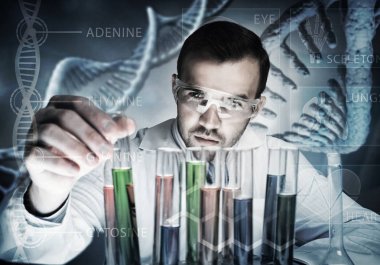 Yakışıklı bilim adamı araştırma yapma 