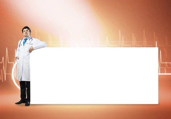 Doktor s bílým prázdný nápis — Stock fotografie