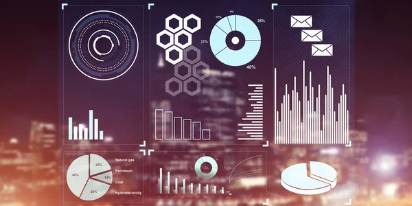 Painel virtual com gráficos e diagramas — Fotografia de Stock