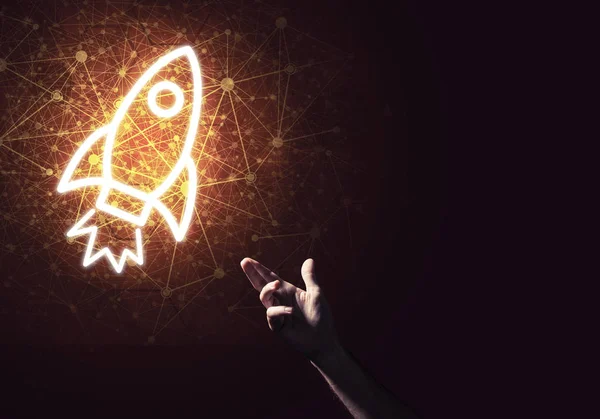 Roket parlayan simgesi — Stok fotoğraf